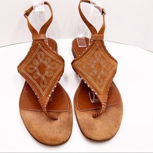{Sergio Rossi} Maya Demi Leather Embroidered Sandals